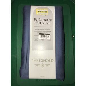 Queen 400 Thread Count Performance Flat Sheet Metallic Blue - Threshold: Cotton‎